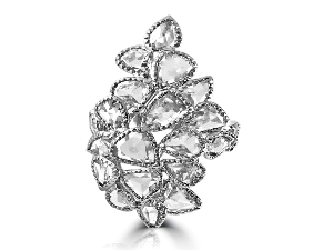 WHITE ROSE CUT RING IN14K