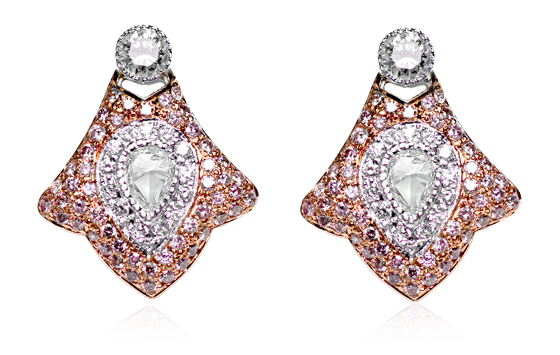 ROSE CUT & PINK DIAMOND EARRINGS